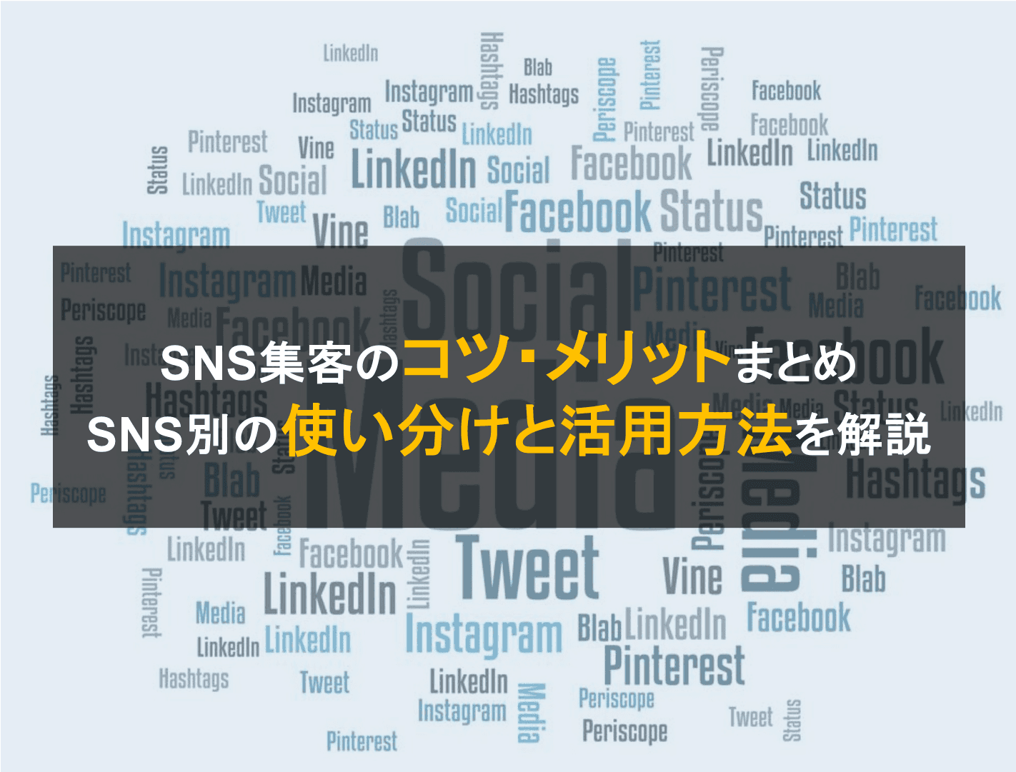 SNS集客のコツとは？SNS別の特徴、目的別の使い分け方法を比較・活用メリット・成功事例のアイキャッチ画像